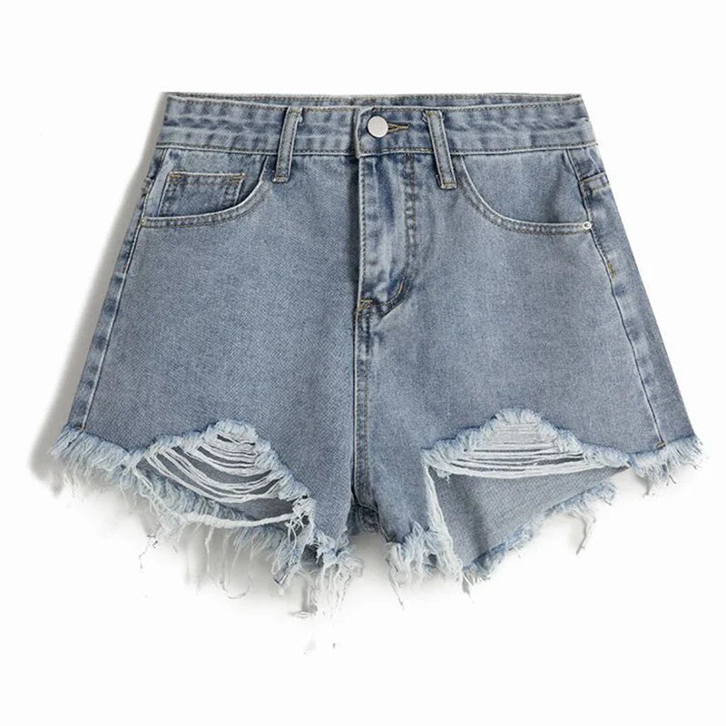 Koreanische Jeansshorts mit hoher Taille