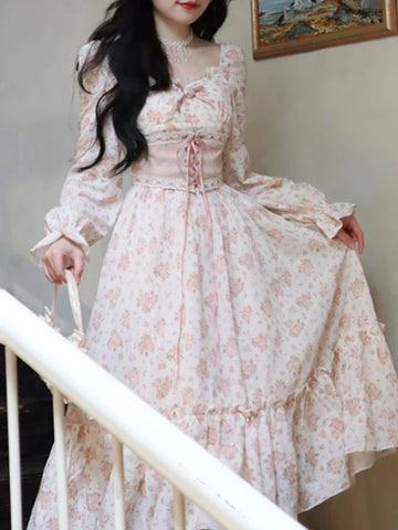 Vestido floral elegante vintage