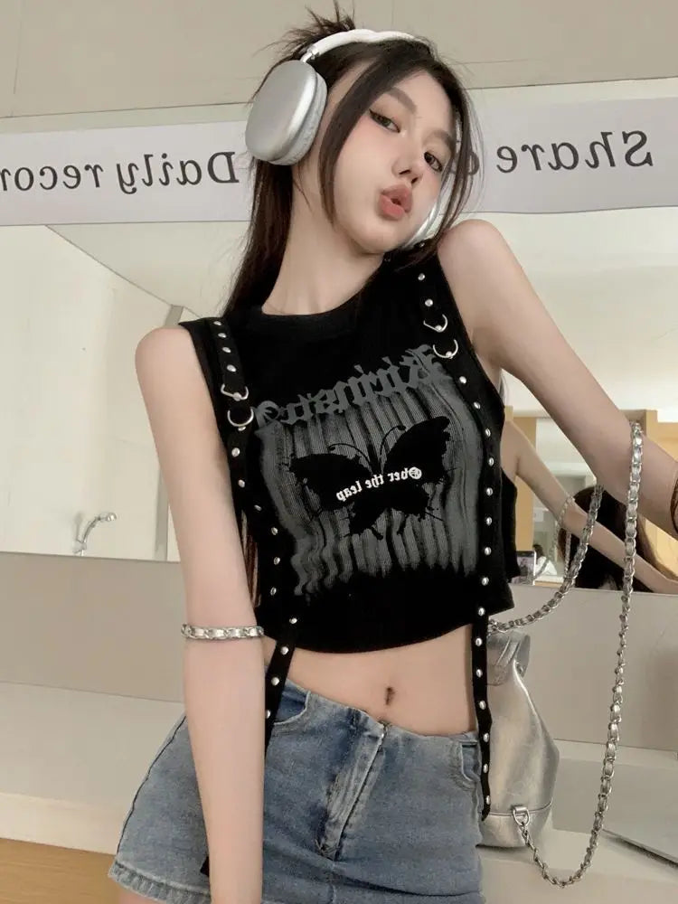 Y2K Sleeveless Crop Top