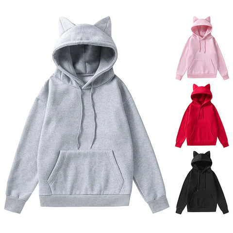 Sudadera con capucha y orejas de gato kawaii