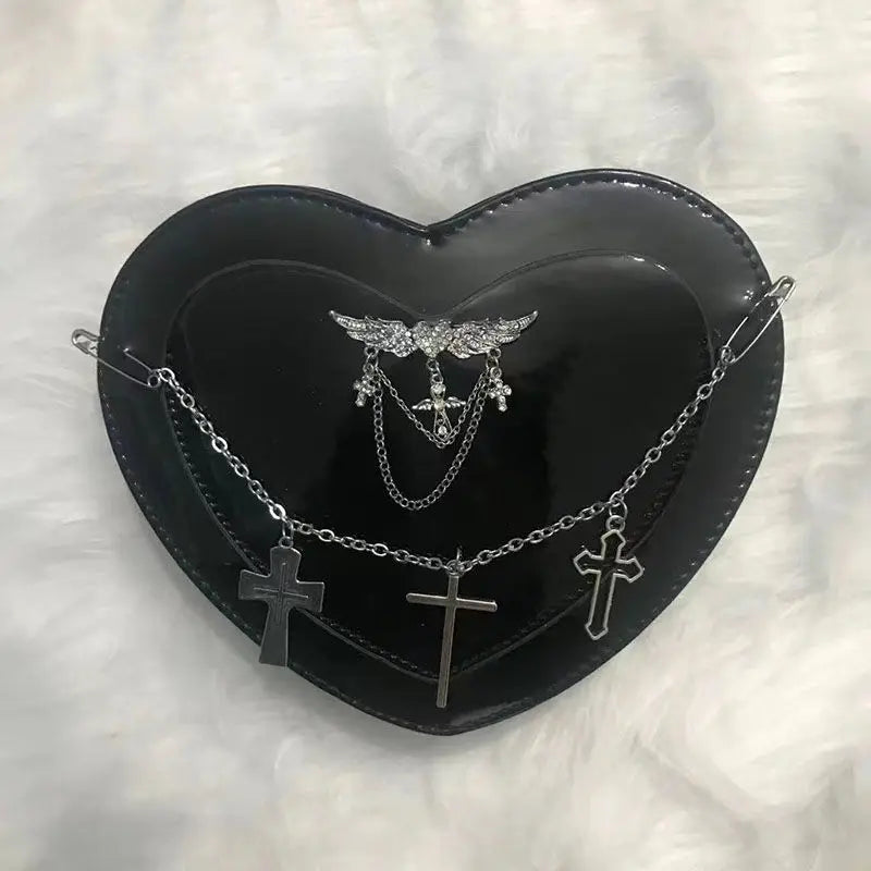 Bolso de mano estilo Harajuku con forma de corazón gótico 