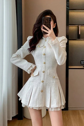 Cute Korean Pleated Mini Dress