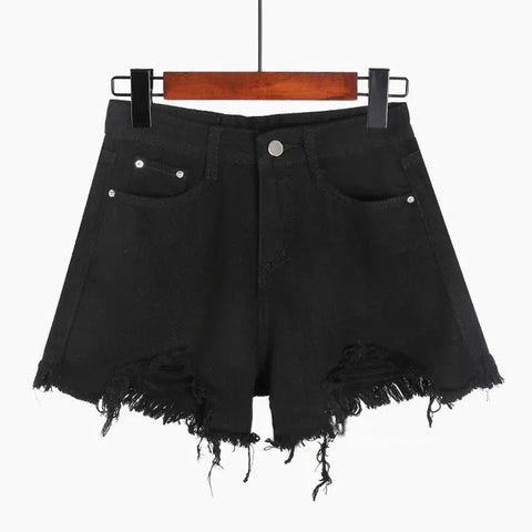 Koreanische Jeansshorts mit hoher Taille