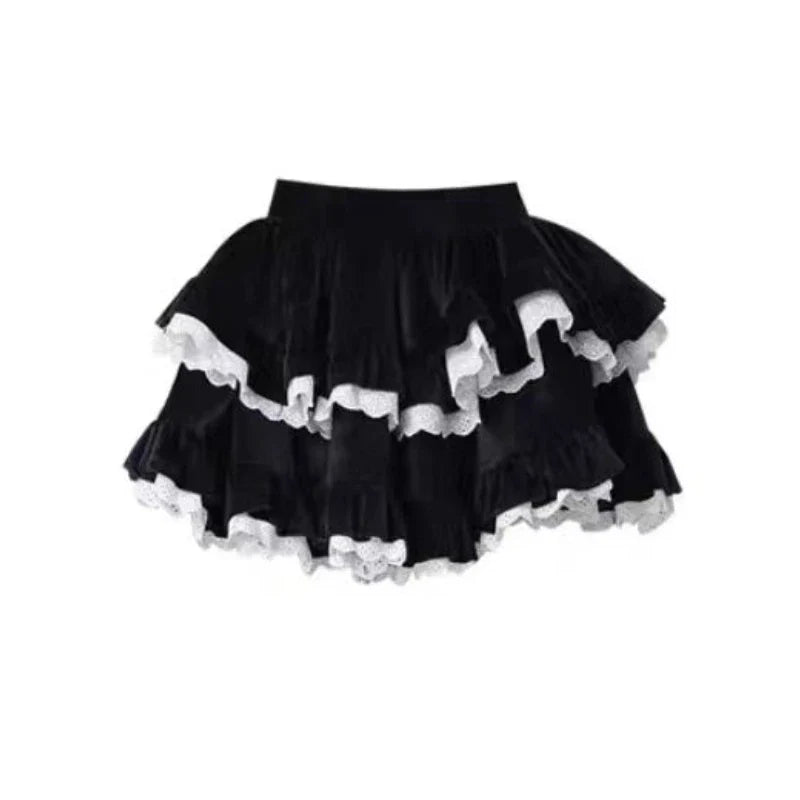 Conjunto de ropa gótica cálida kawaii: cárdigan y minifalda