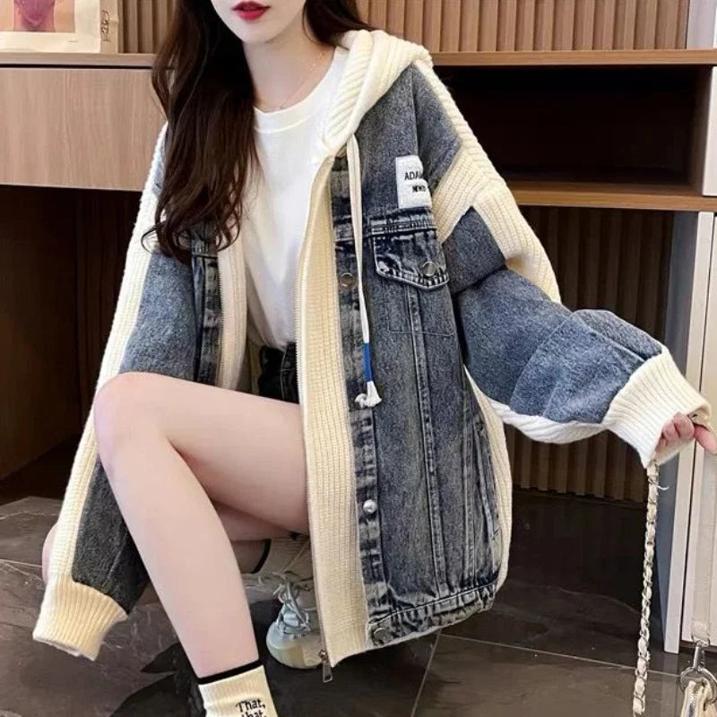 Cozy Knitted Denim Jacket