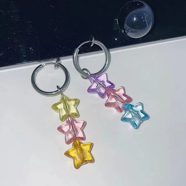 Pendientes de estrella arcoíris kawaii 