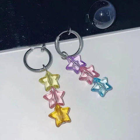 Pendientes de estrella arcoíris kawaii 