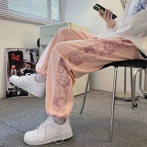 Pantalones con estampado de osos a la moda coreana