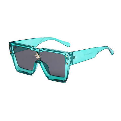 Oversized Crystal Frame Squared Sunglasses