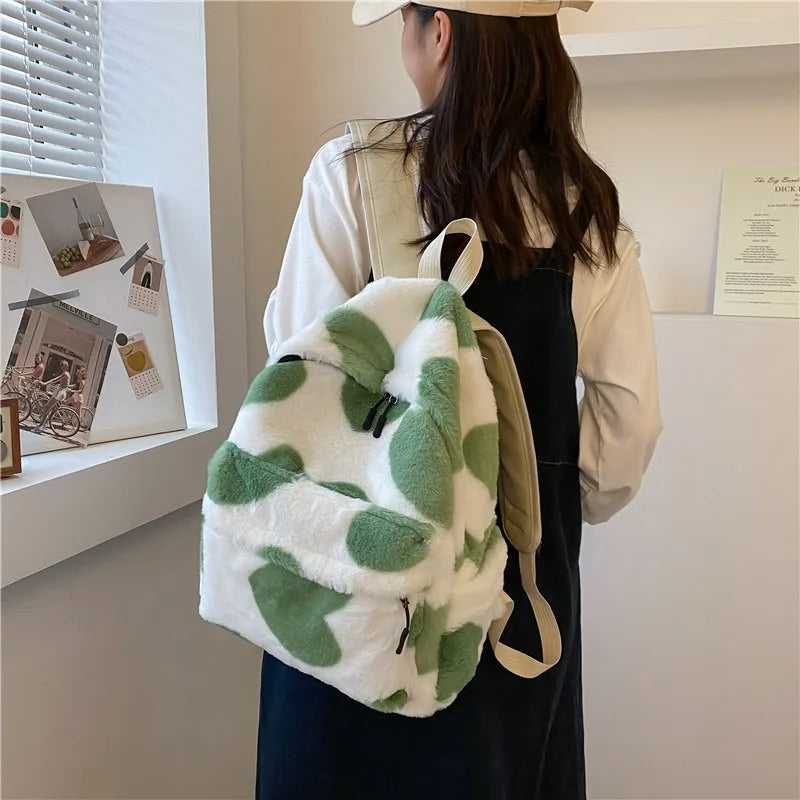 Cute Plush Heart Backpack