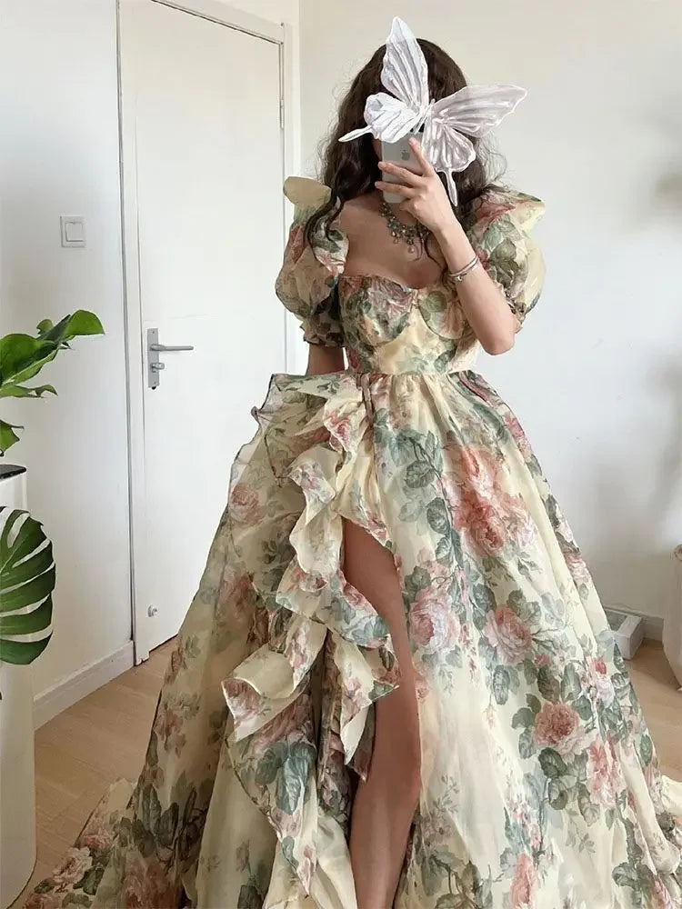 Elegante vestido de fiesta floral