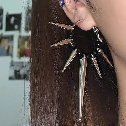 Pendientes de plata estilo punk harajuku