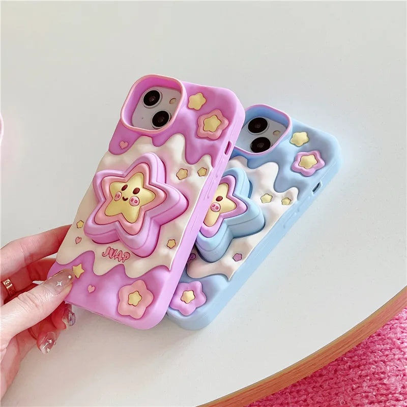 Funda para iPhone con estrellas 3D kawaii