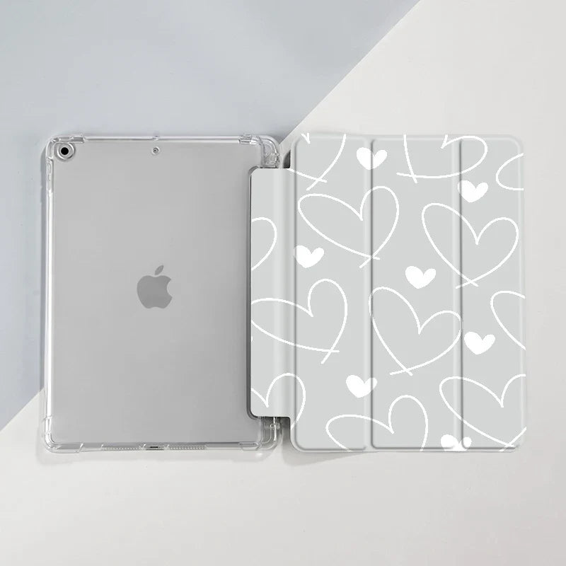 Funda para iPad con diseño minimalista de garabatos de amor