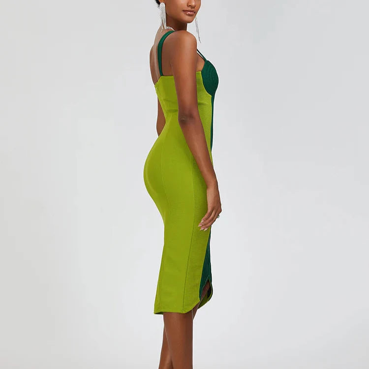 Delfina - Green Fishtail Bandage Dress