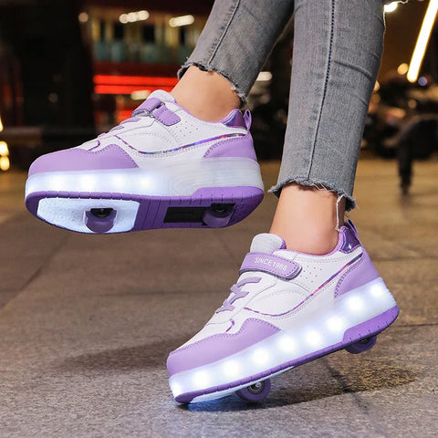 Lindas zapatillas con ruedas LED en colores pastel