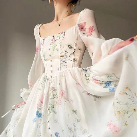 French Vintage Floral Dress