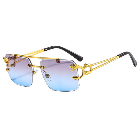 Gradient Frame Double Bridge Rimless Sunglasses