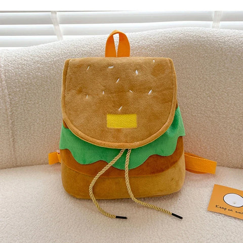 Süßer Plüsch-Rucksack im Burger-Stil