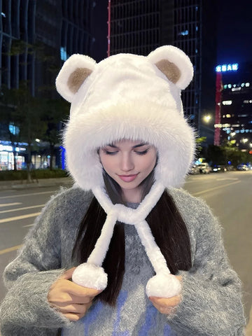 Gorro de invierno con orejas de oso