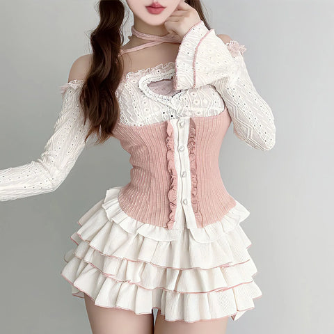 Y2K Kawaii Outfit Set – Bluse &amp; Minirock