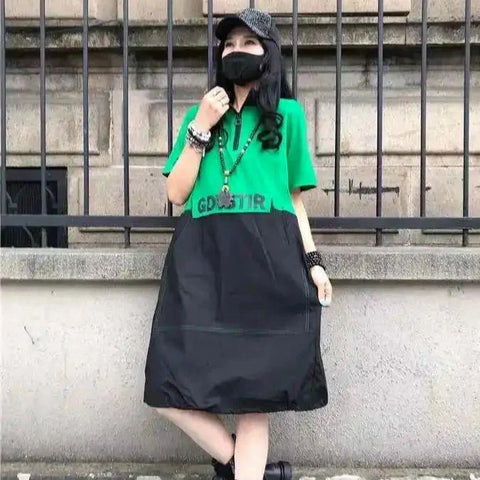 Harajuku Lockeres Reißverschlusskleid 