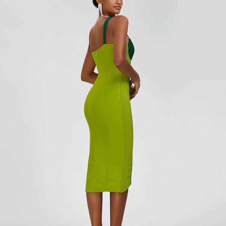 Delfina - Green Fishtail Bandage Dress