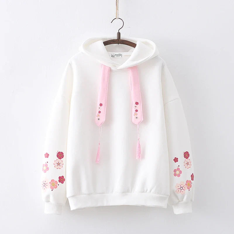 Sudadera con capucha de vellón Sakura Kawaii