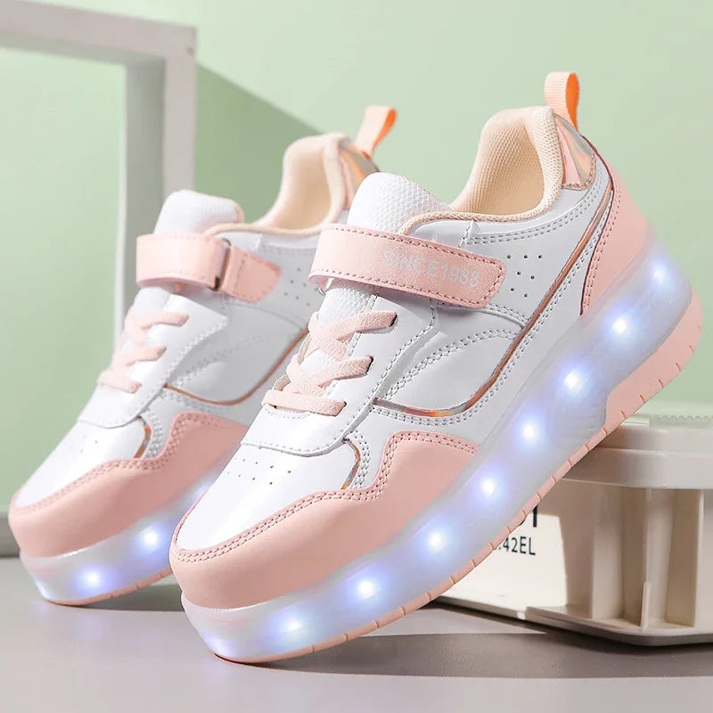 Lindas zapatillas con ruedas LED en colores pastel