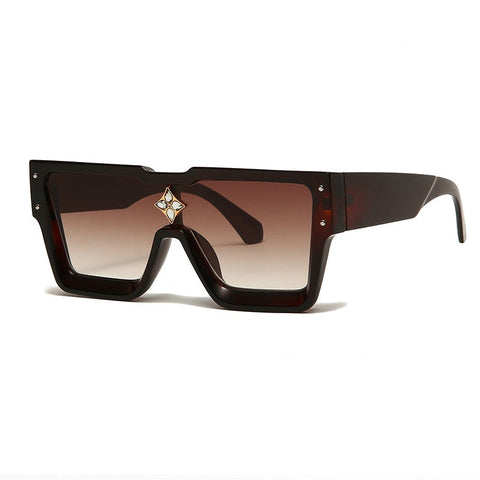Oversized Crystal Frame Squared Sunglasses