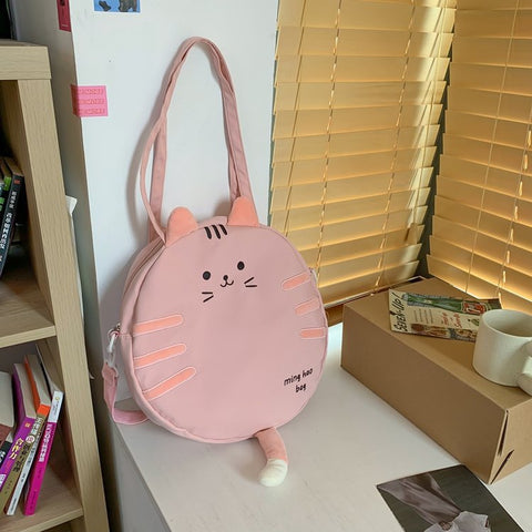 Bolso circular con forma de gato kawaii