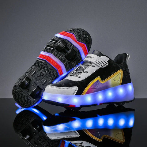 Lindas zapatillas con ruedas LED de Harajuku