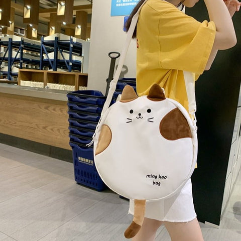 Bolso circular con forma de gato kawaii