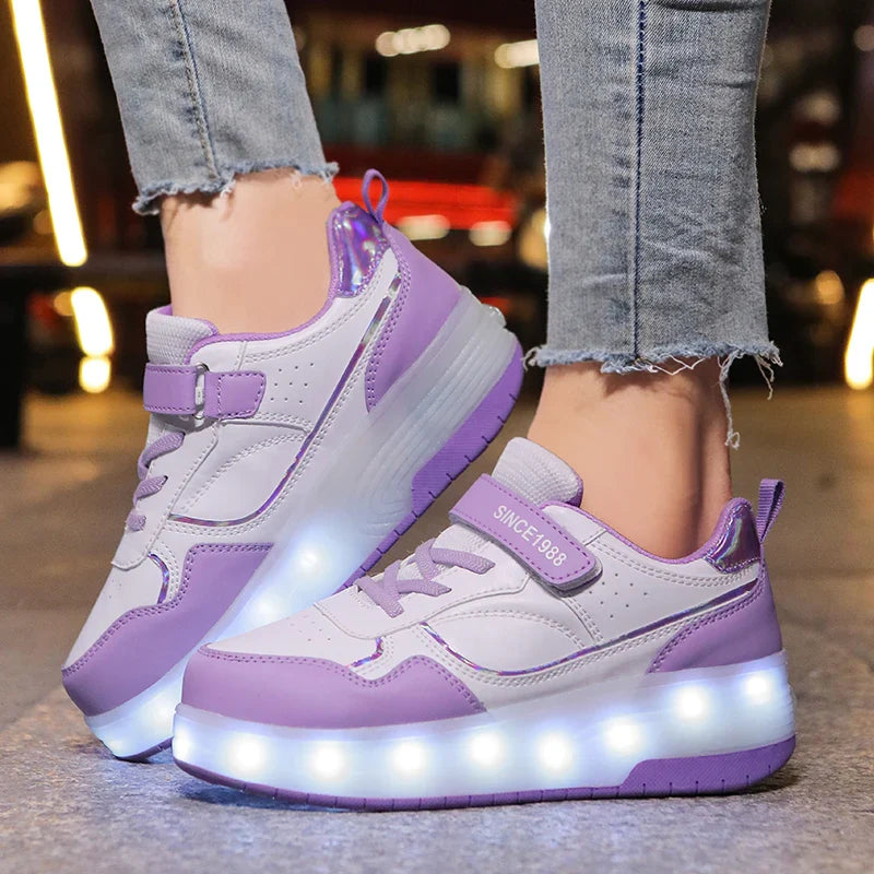 Lindas zapatillas con ruedas LED en colores pastel