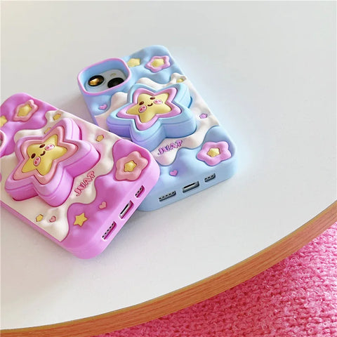 Funda para iPhone con estrellas 3D kawaii