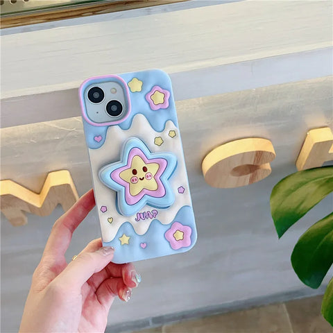 Funda para iPhone con estrellas 3D kawaii