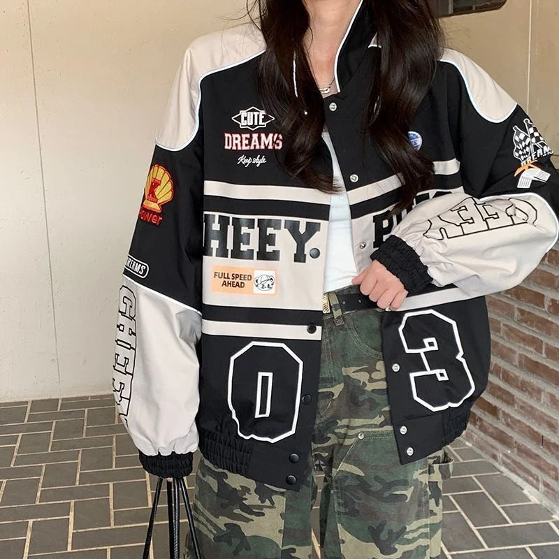 Y2k Racer Y2K Oversized Racer Jacket – Kroyy