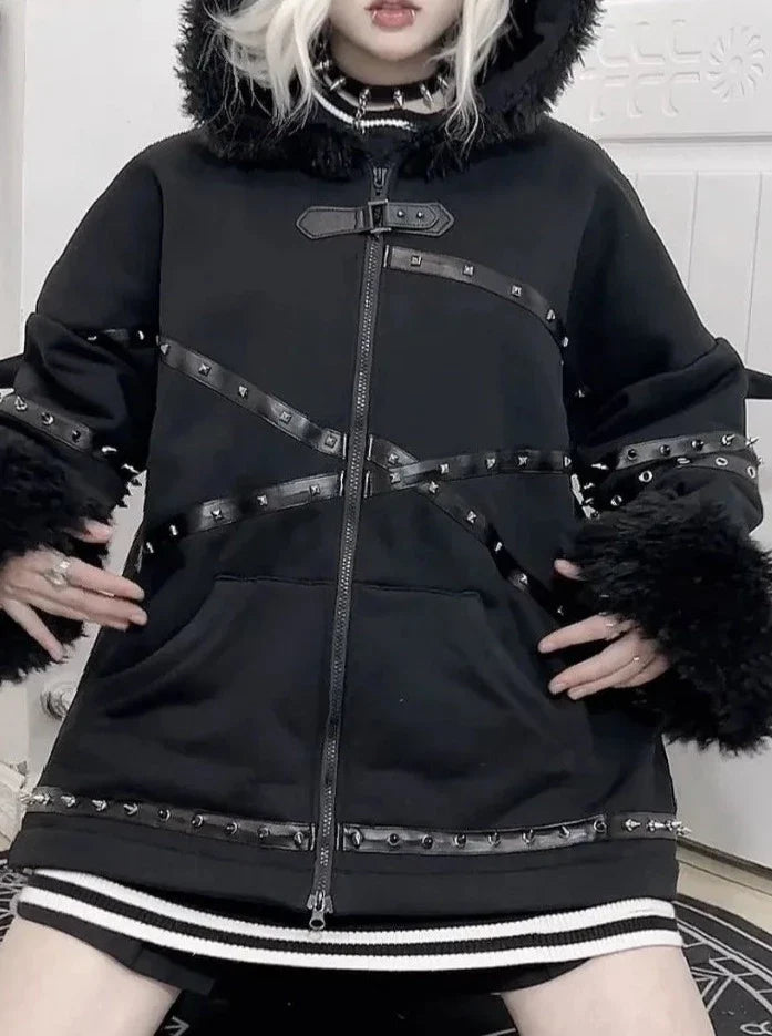 Harajuku Emo Hoodie mit Fledermausohren &amp; Flügeln