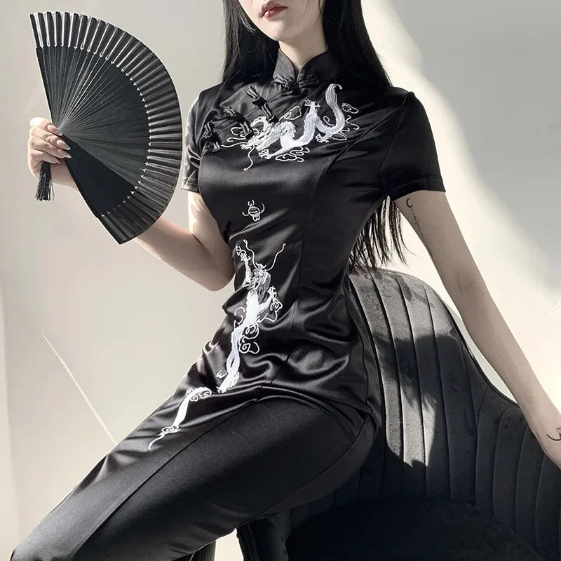 Gothic Retro Cheongsam Kleid