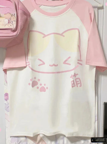 Kawaii Pastell Katze Lose T-Shirt