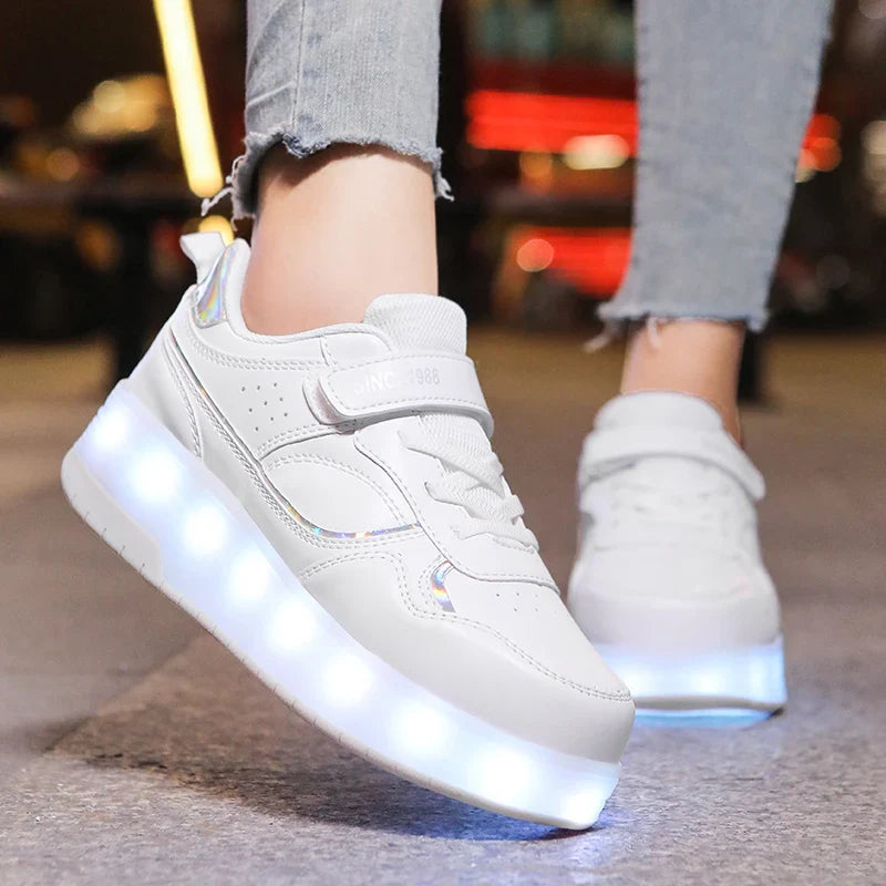 Lindas zapatillas con ruedas LED en colores pastel