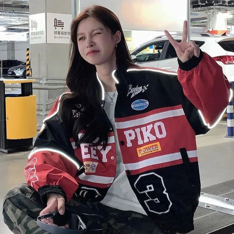 Y2K Oversized Racerjacke