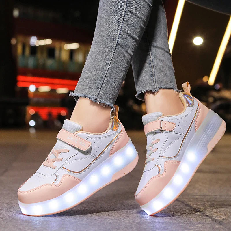 Lindas zapatillas con ruedas LED en colores pastel