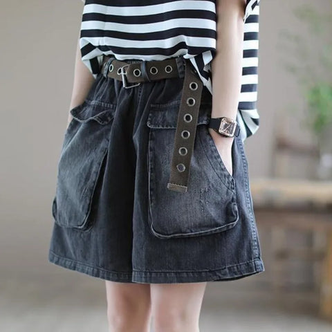 Grunge Wide Denim Shorts