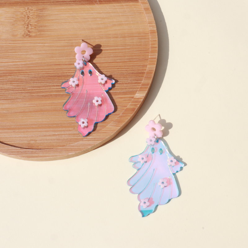 Pendientes transparentes de fantasmas kawaii