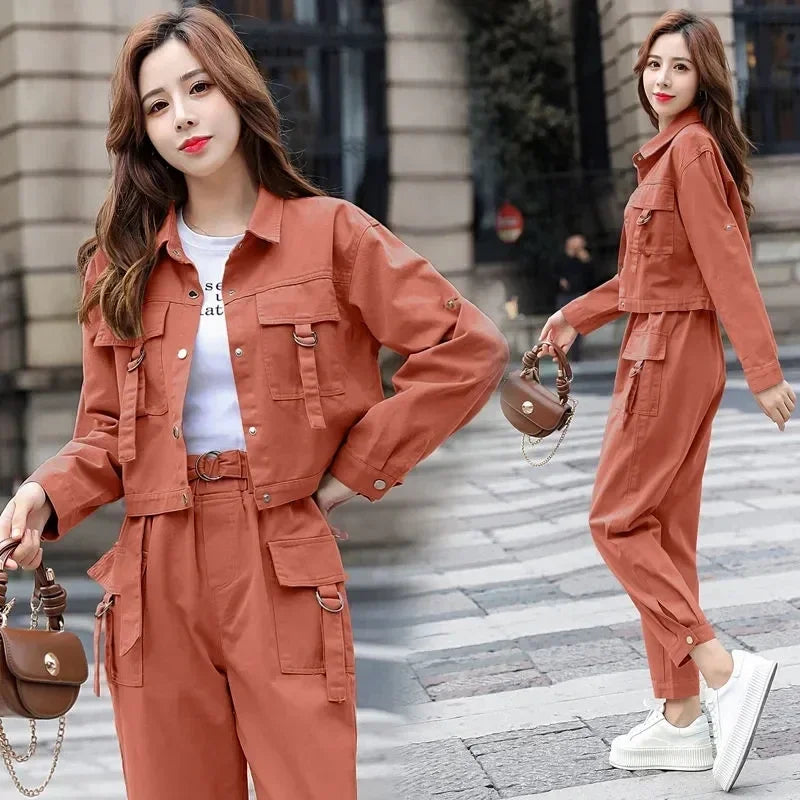 Korean Cargo Outfit Set - Jacket & Pants