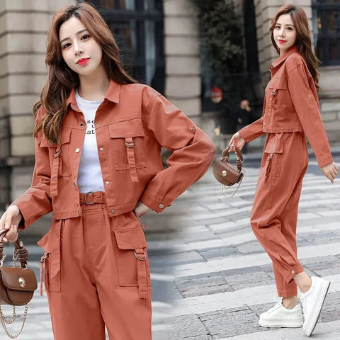 Koreanisches Cargo-Outfit-Set – Jacke &amp; Hose