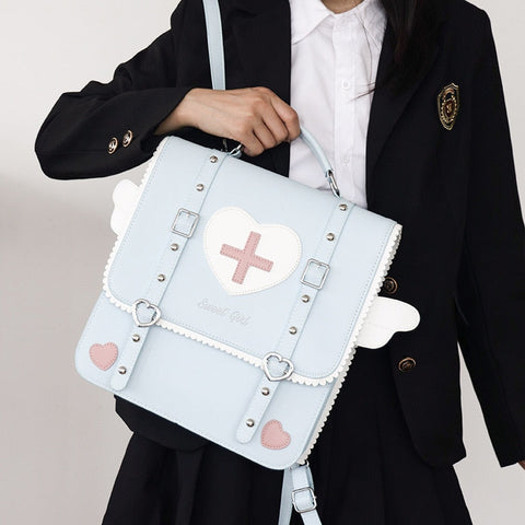 Mochila de anime con alas de corazón