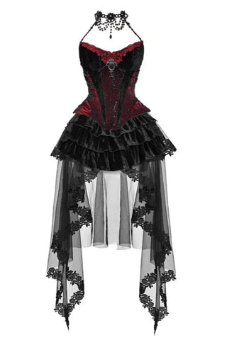 Gothic Samt Outfit Set - Top, Rock &amp; Korsett