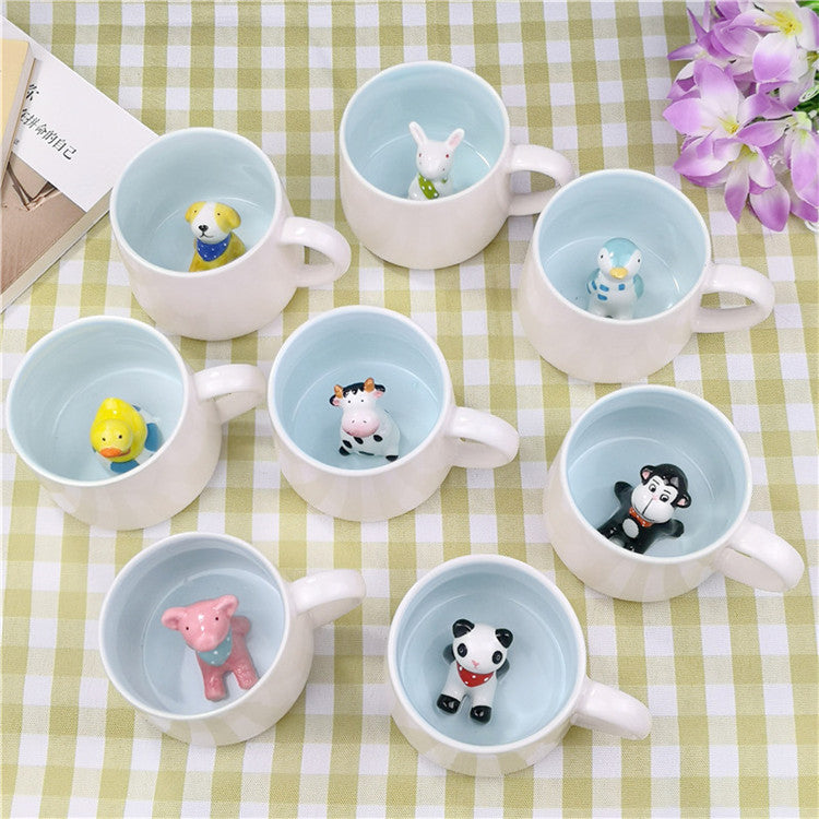 Tazas de cerámica con animales adorables